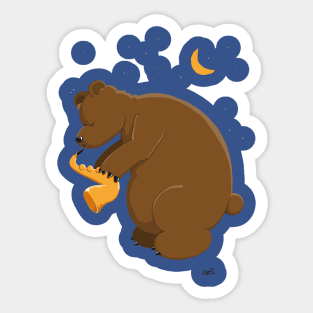 Bear plays Saxophone at Night Sticker